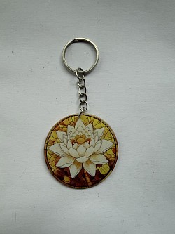 Porte-clés diamètre 5 cm avec fleur 4€