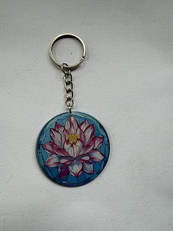 Porte-clefs diamètre 5 cm avec fleur 4€
