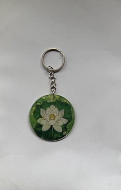Porte-clés, diamètre 5 cm avec fleur 4€