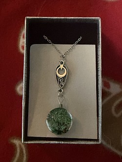 Collier avec cercle en verre, arbre de vie