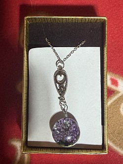 Collier avec cercle en verre, arbre de vie